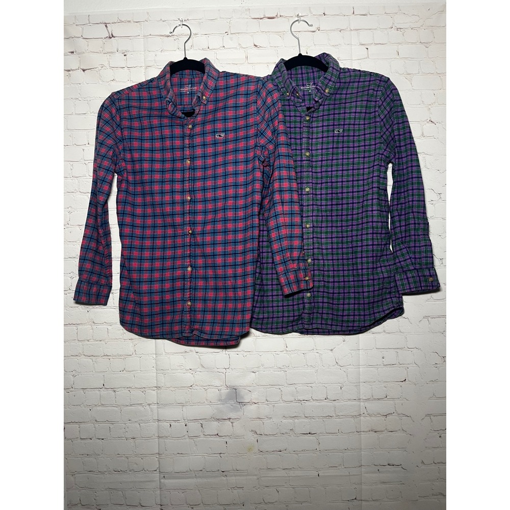 Vineyard Vines Kids Plaid Flannel Button Down Shirt Bundle Boys Size M